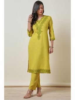 Soch - Green Floral Kurta and Pant (Set of 2)