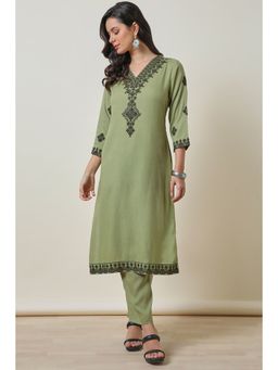 Soch - Green Floral Kurta and Pant (Set of 2)
