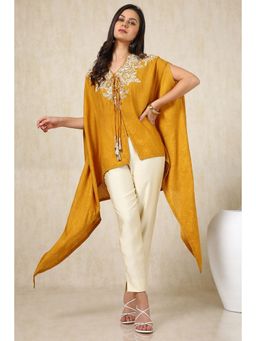 Soch - Mustard Embroidered Top with Inner and Pant (Set of 3)