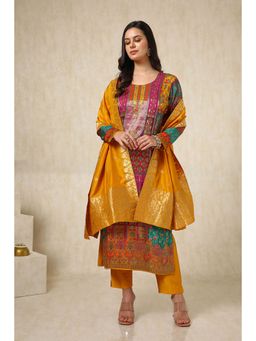 Soch - Mustard Printed Kurta with Pant and Dupatta (Set of 3)
