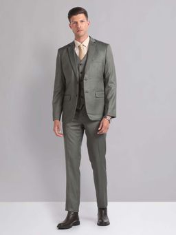 AD By Arvind - Men Olive Solid Blazer with Pant and Reversible Waistcoat