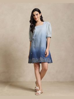 Sarvaa by Kriti - Blue The Neel Ombre Embroidered Dress