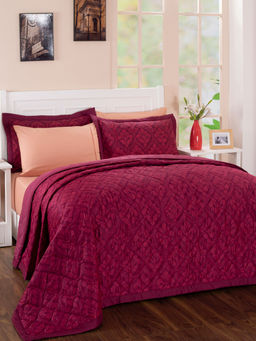 Maspar - Hues Folklore Diamond Festivity Red Quilted Hand 100Gsm Cotton Single Quilt