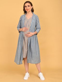 The Mom Store - Blue Stripes A-Line Dress