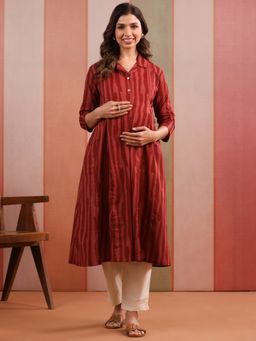 CRAFIQA - Rust Printed Flared Kurta
