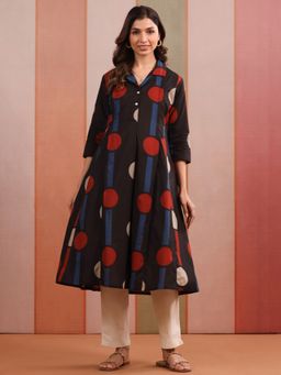 CRAFIQA - Black Printed Flared Kurta