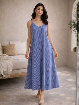 FEATHERS CLOSET - Blue Stripes Regular Dress