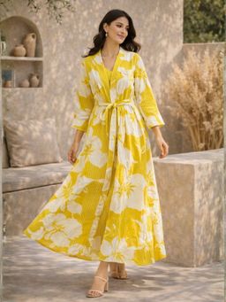 FEATHERS CLOSET - Yellow Floral Regular Robe