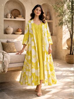 FEATHERS CLOSET - Yellow Floral Regular Dress and Robe