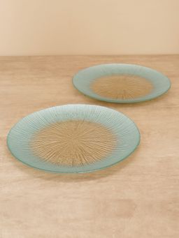 Pure Home + Living - Set of 2 Blue Radial Gradient Glass Dinner Plates