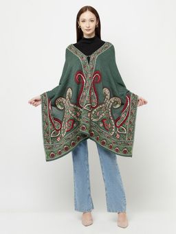 KnitStudio - Green Floral Knitted Shawl