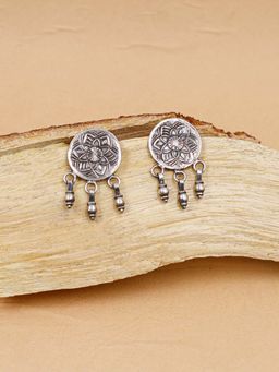 SANGEETA BOOCHRA JAIPUR - Oxidized Silver Handcrafted Round Earring