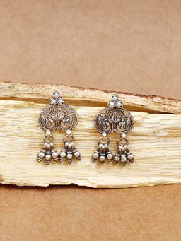 SANGEETA BOOCHRA JAIPUR - Oxidized Silver Earring with Hanging Ghunghroo