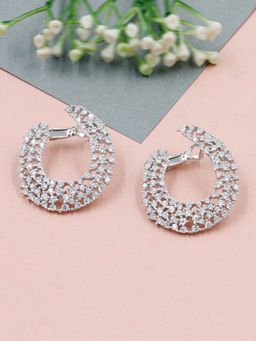 SANGEETA BOOCHRA JAIPUR - White Mystic Aura Cz Huggie Earrings