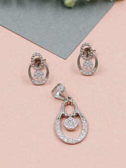 SANGEETA BOOCHRA JAIPUR - White Ethereal Glow Cz Stud Earrings with Pendant