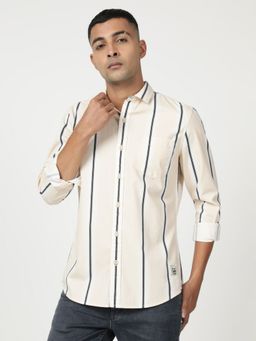 Lee - Men Striped White Shirt (Slim)