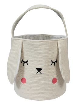 Pomme - 100% Combed Cotton Knitted Bunny Pattern Decorative Storage Basket Light Yellow