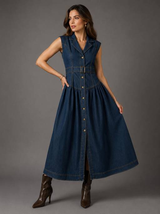 ladies denim maxi dress Buy Twenty Dresses by Nykaa Fashion Womens with Lapel and Belt (S) Online influencer favorite Short sleeves Kaylia Dress - Choco Plus size Size:US 14 | EU 48