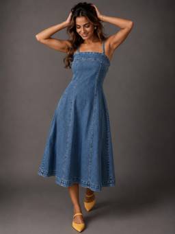 Twenty Dresses by Nykaa Fashion - Womens Denim Dress with Shoulder straps