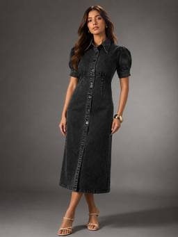 Twenty Dresses by Nykaa Fashion - Womens Black Denim fitted Dress