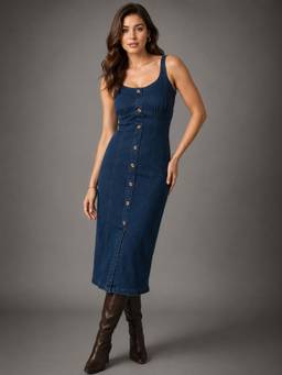 Twenty Dresses by Nykaa Fashion - Womens Denim Dress with Bustier detail