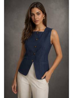 Twenty Dresses by Nykaa Fashion - Womens Denim Waistcoat Top