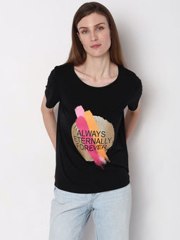 VERO MODA - Black Graphic Print T-shirt