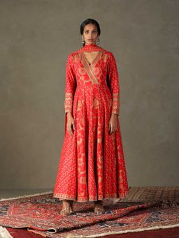 RI.Ritu Kumar - RI.Ritu Kuma Full Sleeves V Neck Anarkali Kurta With Pant & Dupatta (Set of 3) (M)