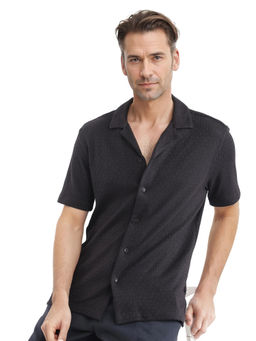 Rare Rabbit - Men Black Textured Casual Shirt