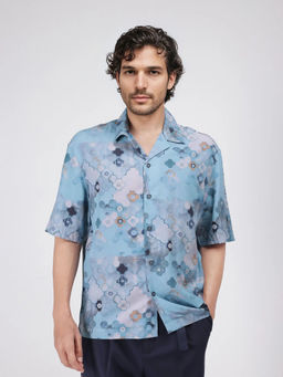 Rare Rabbit - Men Blue Abstract Casual Shirt