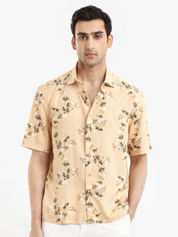 Rare Rabbit - Men Peach Floral Casual Shirt