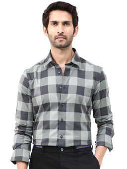 Rare Rabbit - Men Grey Checks Casual Shirt