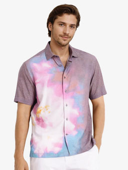 Rare Rabbit - Men Mauve Printed Casual Shirt
