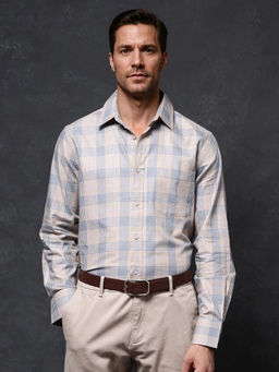 Rare Rabbit - Men Beige Checks Casual Shirt