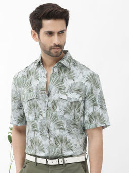 Rare Rabbit - Men Green Printed Casual Shirt