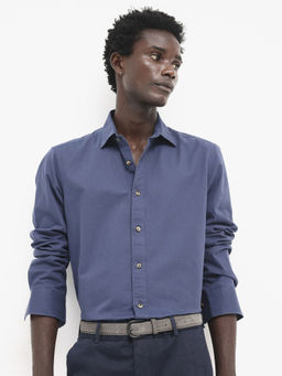 Rare Rabbit - Men Blue Solid Casual Shirt
