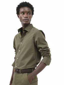 Rare Rabbit - Men Olive Solid Casual Shirt