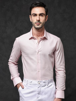 Rare Rabbit - Men Pink Textured Casual Shirt