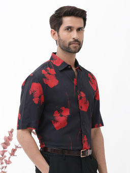 Rare Rabbit - Men Black Abstract Casual Shirt