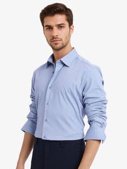 Rare Rabbit - Men Blue Textured Casual Shirt