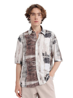 Rare Rabbit - Men Beige Abstract Casual Shirt