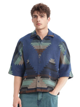 Rare Rabbit - Men Navy Blue Printed Casual Shirt