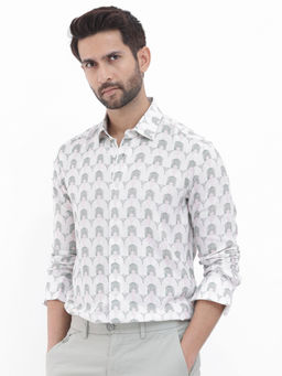 Rare Rabbit - Men Grey Printed Casual Shirt