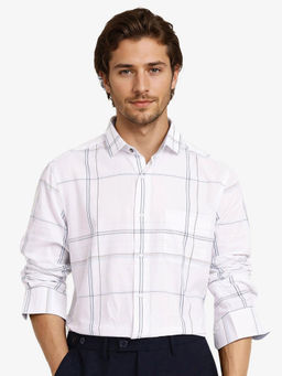 Rare Rabbit - Men White Checks Casual Shirt