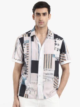 Rare Rabbit - Men Multi-Color Abstract Casual Shirt