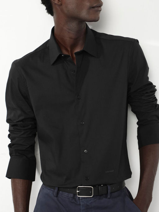 Rare Rabbit Men Charcoal Solid Casual Shirt