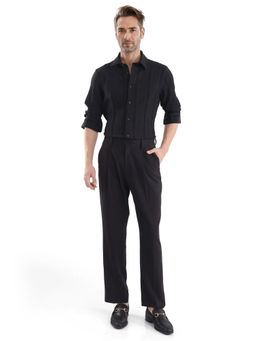 Rare Rabbit - Men Black Stripes Casual Shirt