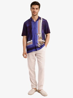 Rare Rabbit - Men Blue Floral Casual Shirt