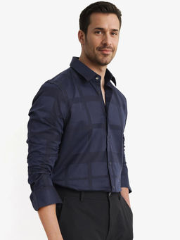 Rare Rabbit - Men Navy Blue Stripes Casual Shirt