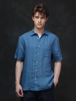 Rare Rabbit - Men Blue Solid Casual Shirt